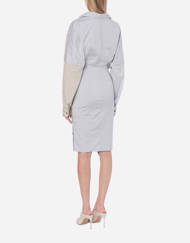 Philosophy Di Lorenzo Serafini Abito in taffetà stretch rigato con bottoni In Saldo