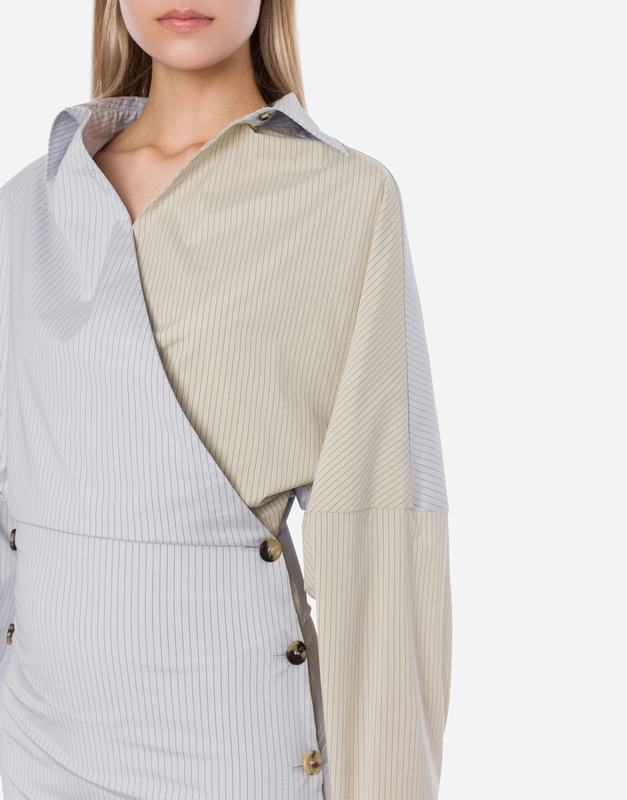 Philosophy Di Lorenzo Serafini Abito in taffetà stretch rigato con bottoni In Saldo