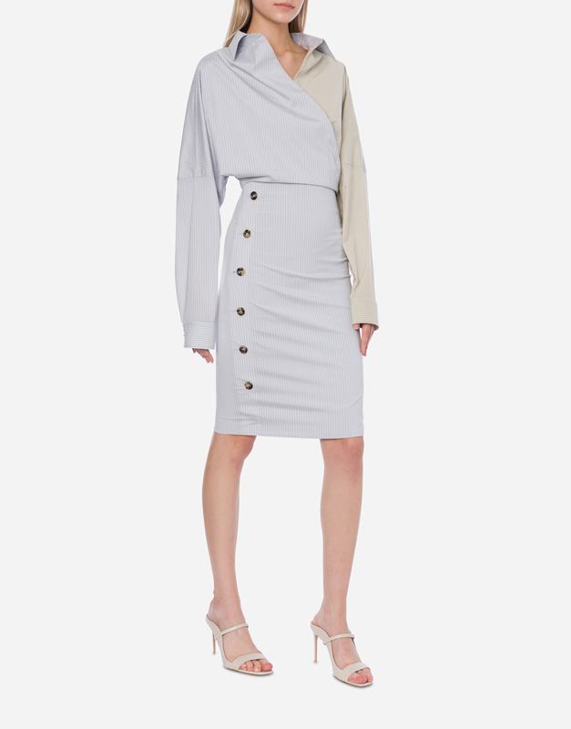 Philosophy Di Lorenzo Serafini Abito in taffetà stretch rigato con bottoni In Saldo