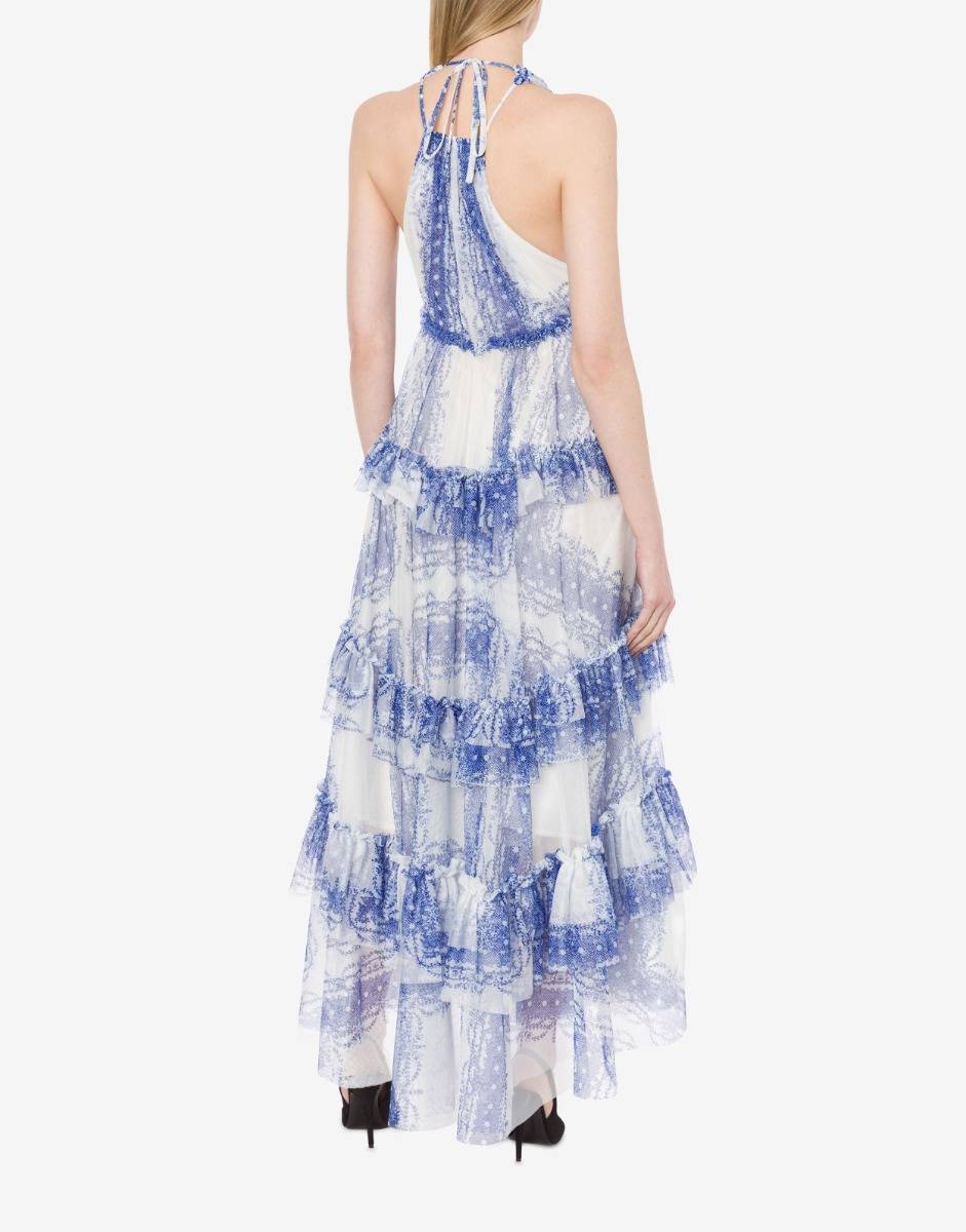 Philosophy Di Lorenzo Serafini Abito a balze in tulle stampato Vendita Calda