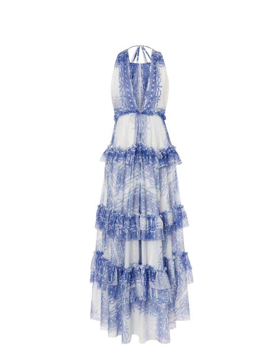 Philosophy Di Lorenzo Serafini Abito a balze in tulle stampato Vendita Calda