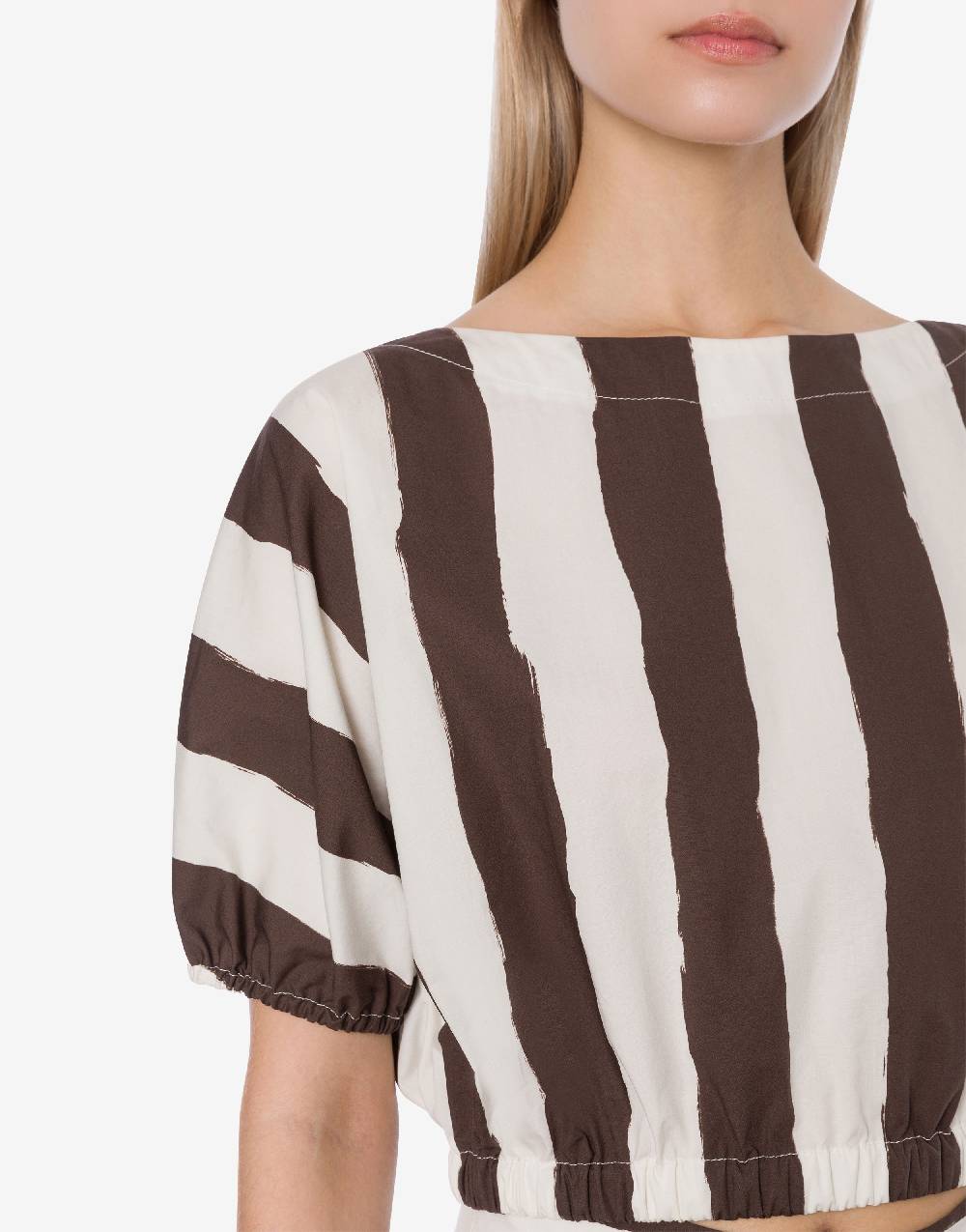 Philosophy Di Lorenzo Serafini Blusa crop a righe in cotone stretch Vendita