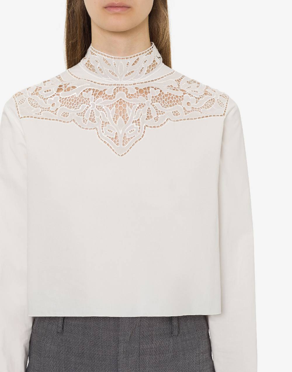 Philosophy Di Lorenzo Serafini Camicia crop in popeline con ricamo Offerta