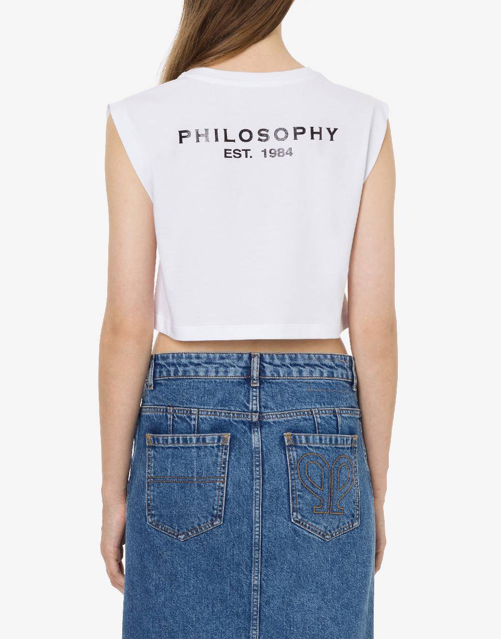 Philosophy Di Lorenzo Serafini Top crop in jersey con logo In Vendita