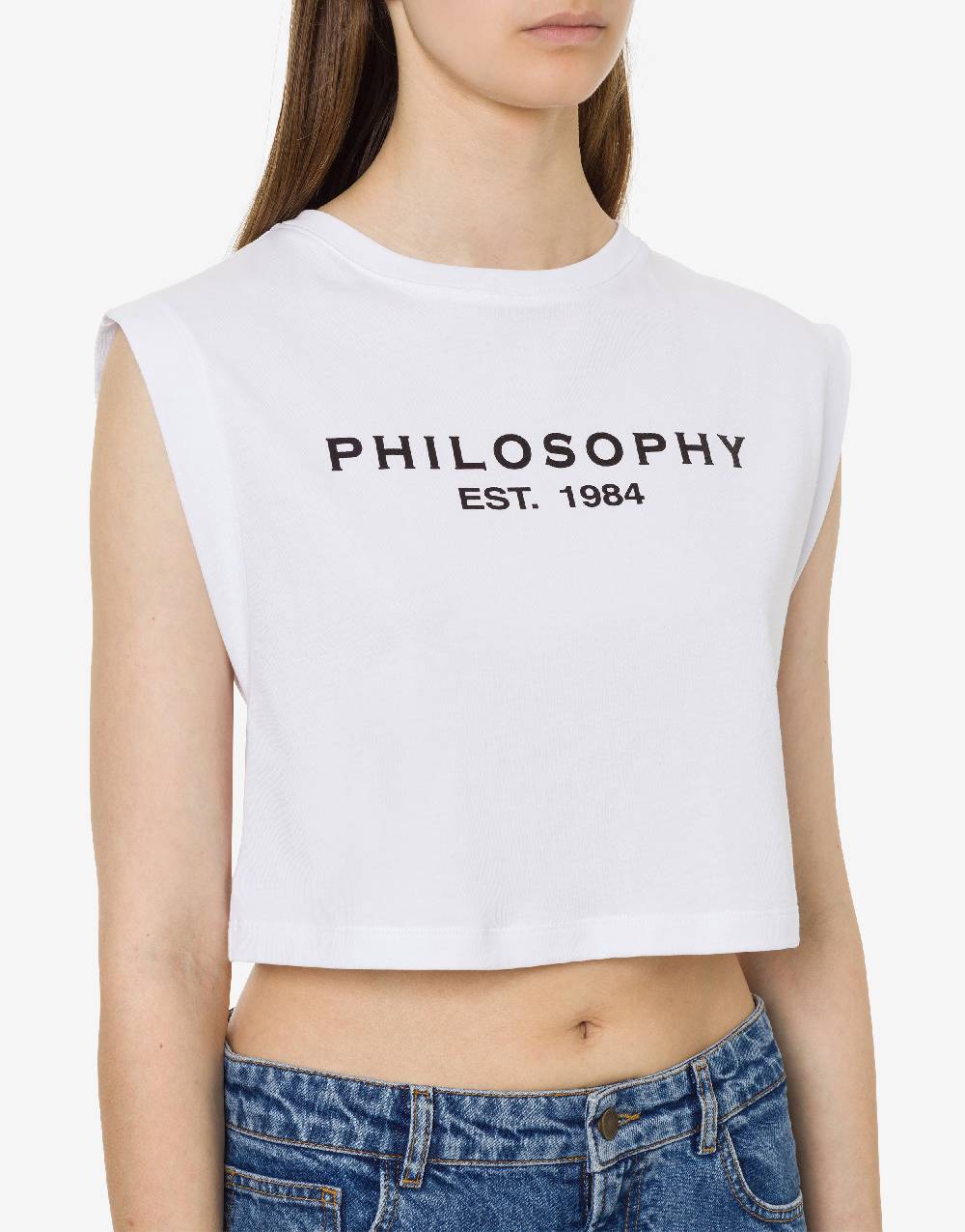 Philosophy Di Lorenzo Serafini Top crop in jersey con logo In Vendita