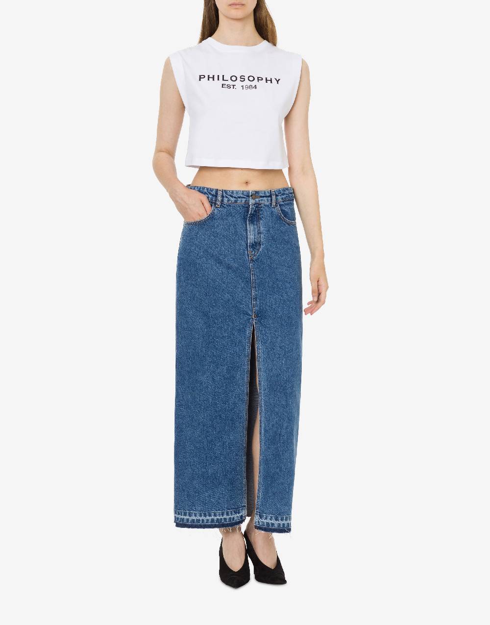 Philosophy Di Lorenzo Serafini Top crop in jersey con logo In Vendita
