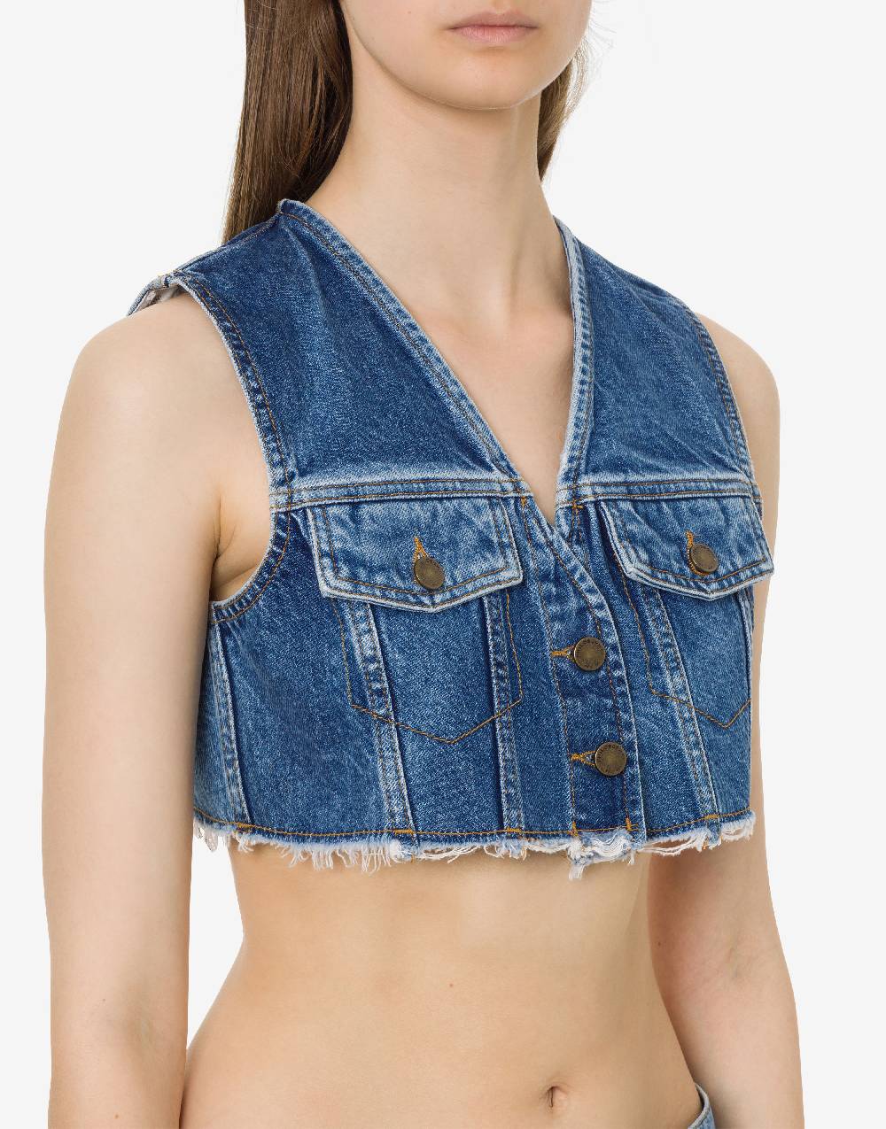 Philosophy Di Lorenzo Serafini Gilet crop in denim Hotsell