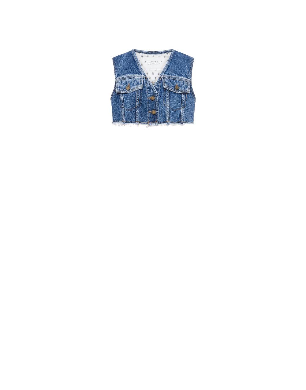 Philosophy Di Lorenzo Serafini Gilet crop in denim Hotsell