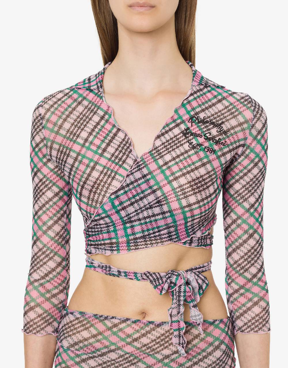 Philosophy Di Lorenzo Serafini Crop top beachwear in tulle Check Soddisfazione Garantita