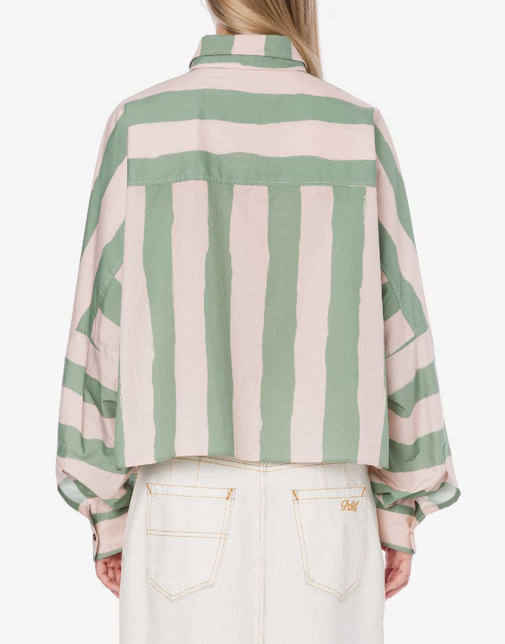 Philosophy Di Lorenzo Serafini Camicia crop a righe in cotone stretch Saldi