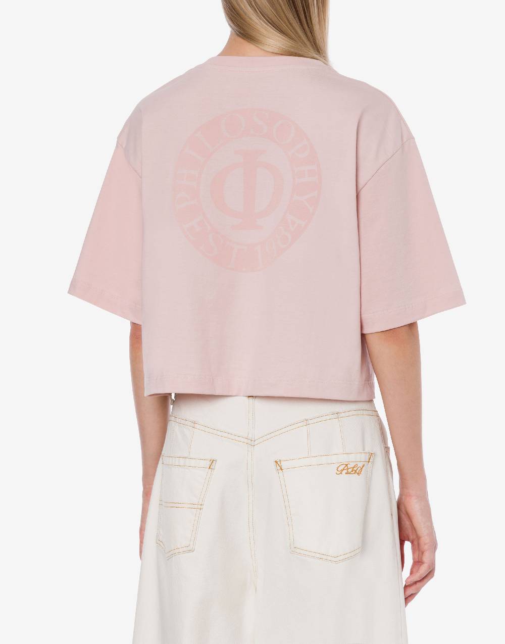 Philosophy Di Lorenzo Serafini T-shirt crop in jersey con logo In Saldo