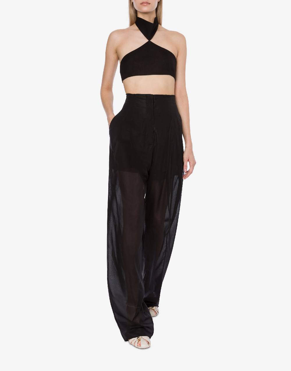 Philosophy Di Lorenzo Serafini Crop top in tela di misto lino Convenienza