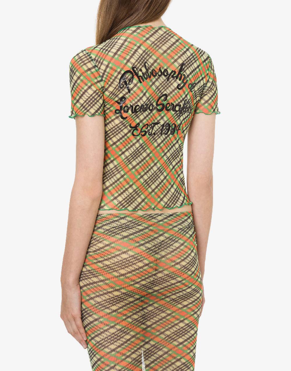 Philosophy Di Lorenzo Serafini T-shirt beachwear in tulle Check Negozio