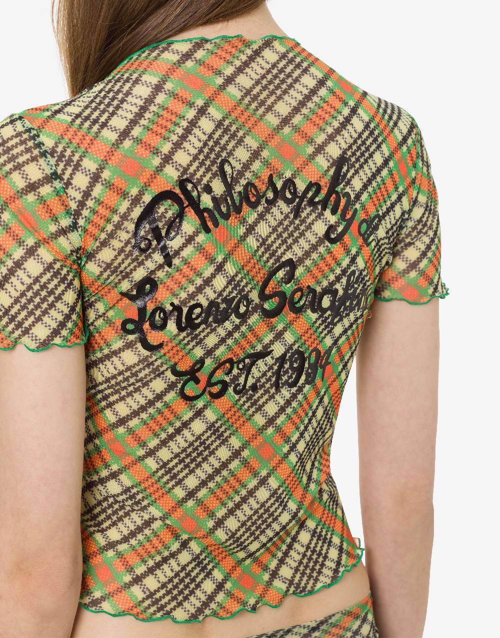 Philosophy Di Lorenzo Serafini T-shirt beachwear in tulle Check Negozio