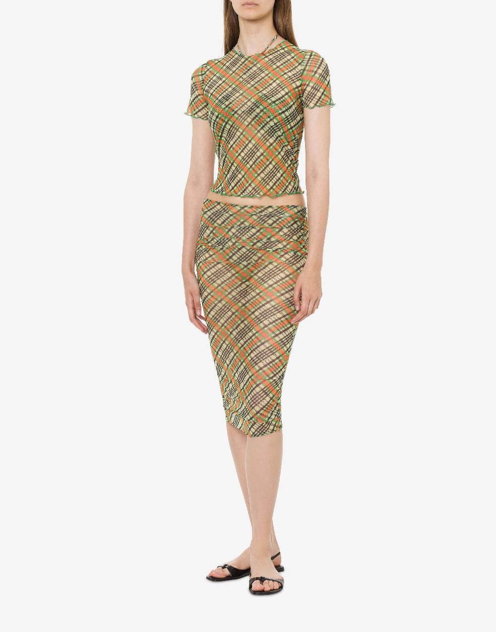 Philosophy Di Lorenzo Serafini T-shirt beachwear in tulle Check Negozio