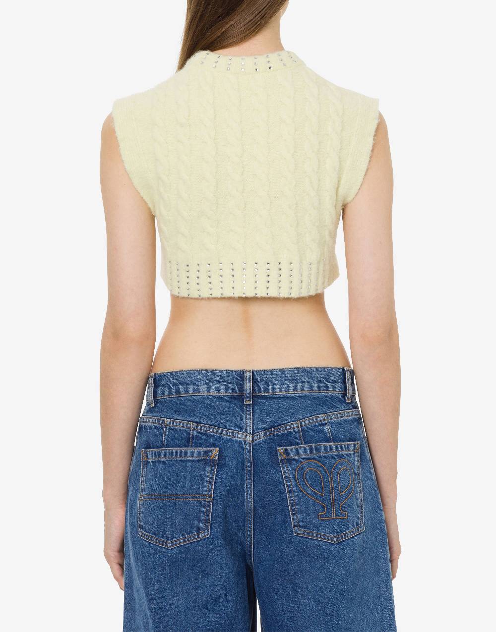 Philosophy Di Lorenzo Serafini Crop top in baby alpaca e lana con strass 2025