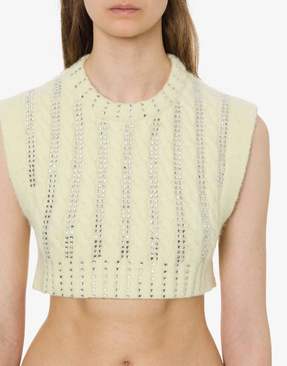 Philosophy Di Lorenzo Serafini Crop top in baby alpaca e lana con strass 2025