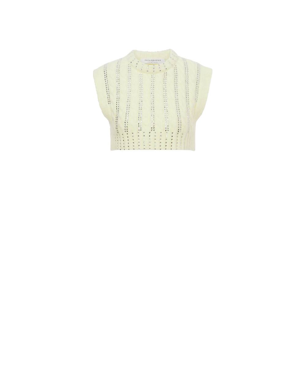 Philosophy Di Lorenzo Serafini Crop top in baby alpaca e lana con strass 2025
