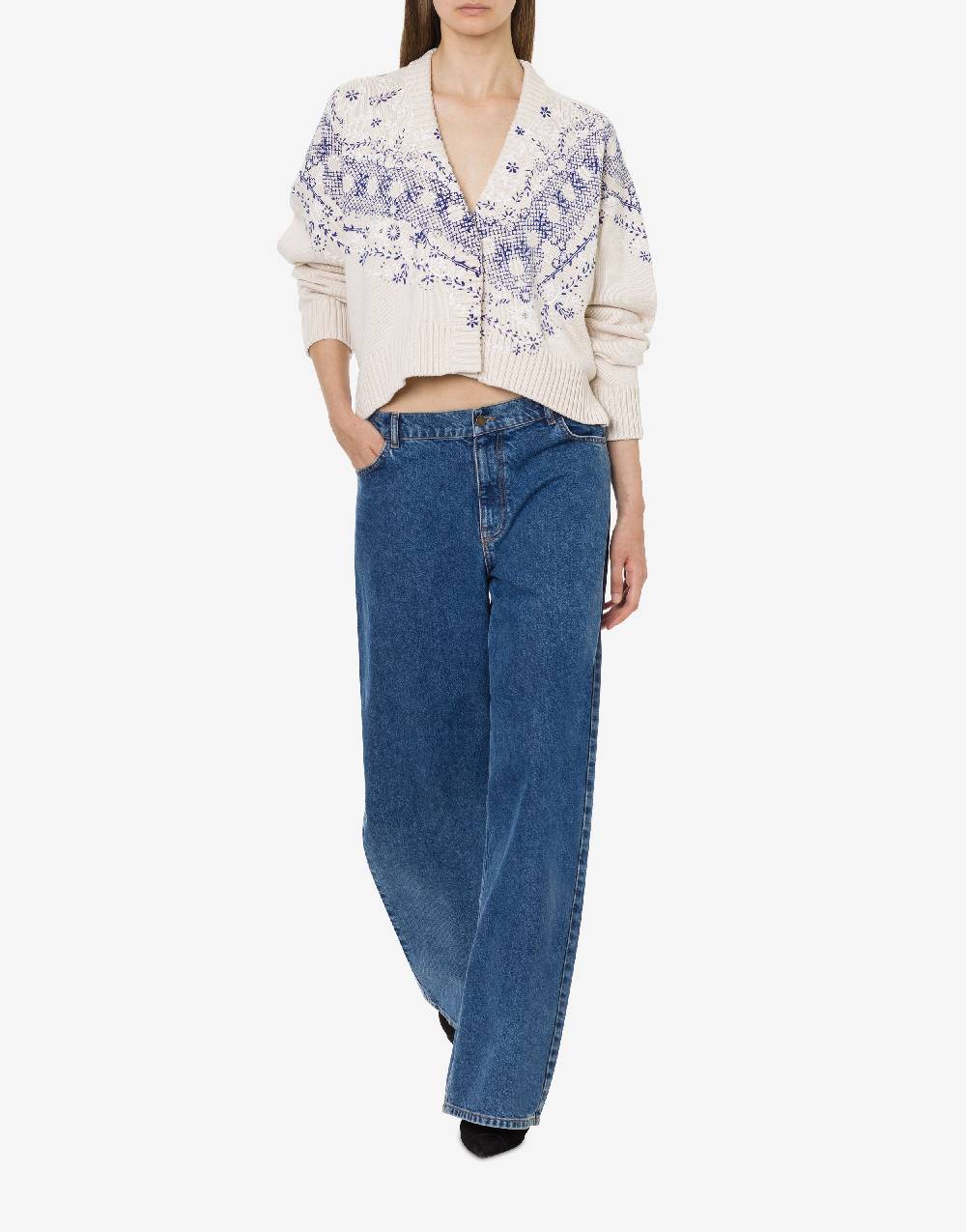 Philosophy Di Lorenzo Serafini Cardigan in cotone e lana con stampa Vendita