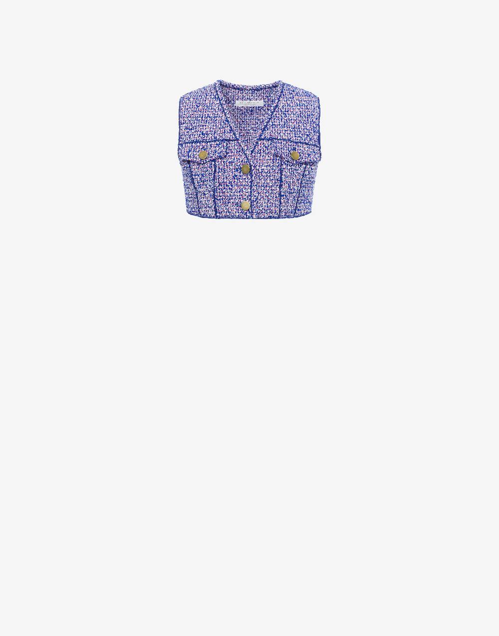 Philosophy Di Lorenzo Serafini Gilet crop in stuoia bouclé Promozione