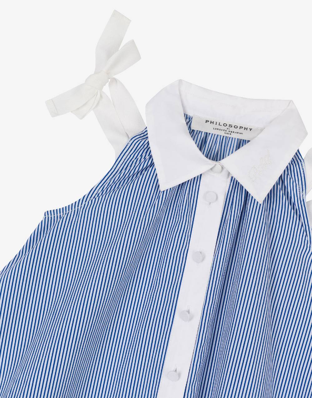 Philosophy Di Lorenzo Serafini Kids abito in popeline rigato con fiocchi In Vendita