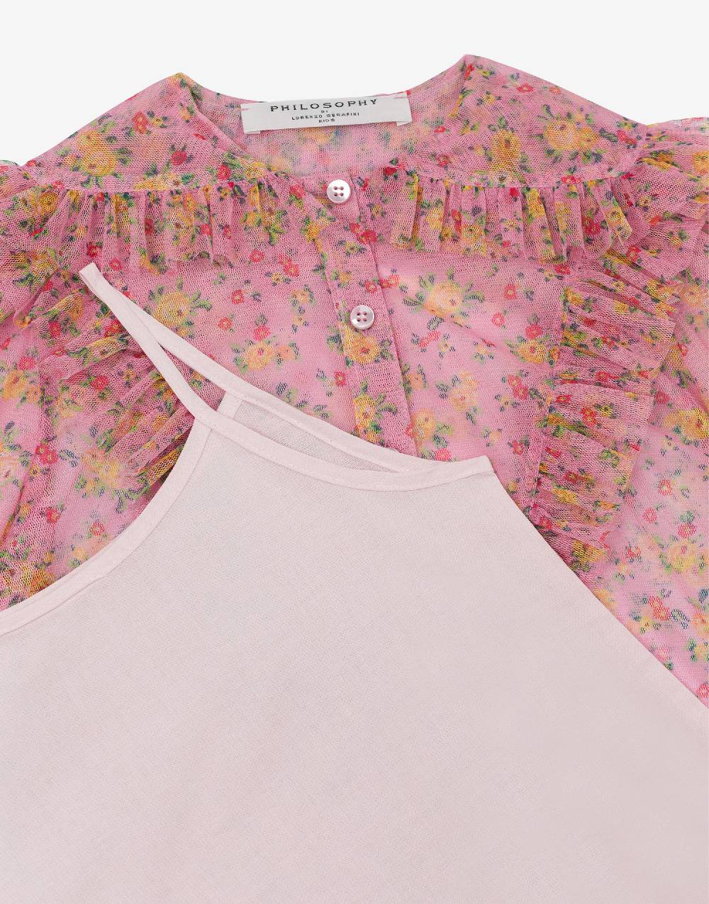 Philosophy Di Lorenzo Serafini Kids camicia in tulle con stampa fiori 2025