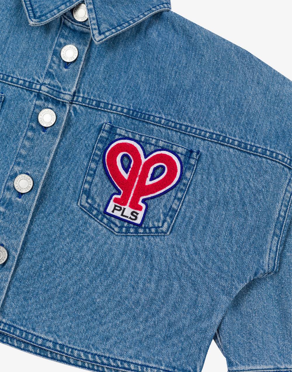 Philosophy Di Lorenzo Serafini Kids giacca crop in denim con patch 'doppia p' 2025