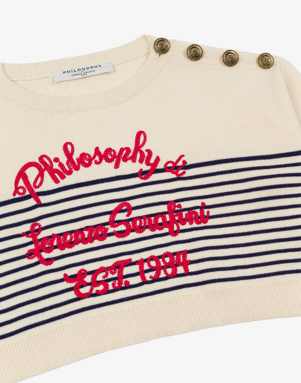 Philosophy Di Lorenzo Serafini Kids maglione in cotone a righe marinière Online Outlet