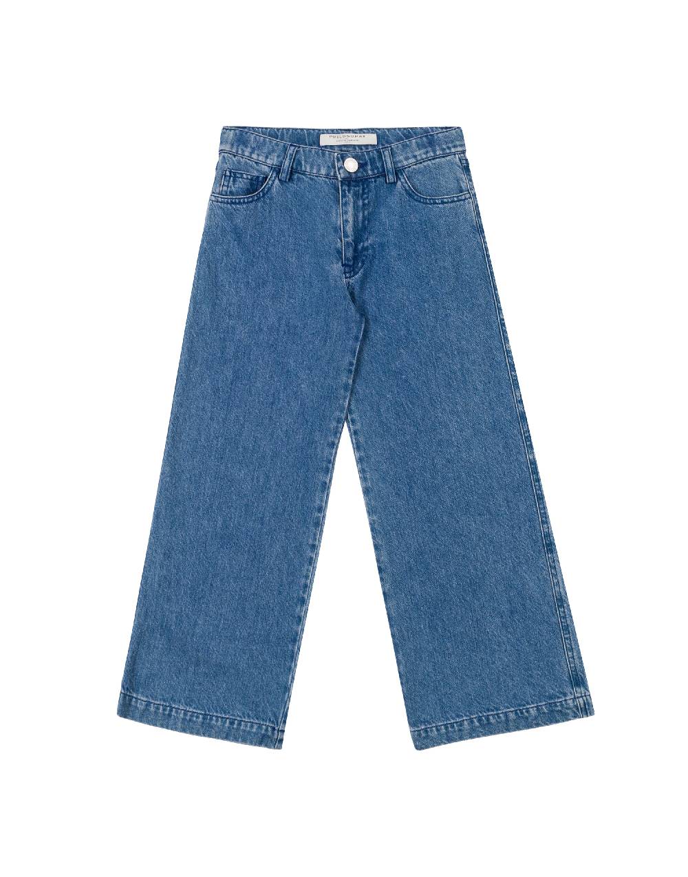 Philosophy Di Lorenzo Serafini Kids pantalone in denim con patch 'doppia P' Offerta temporanea