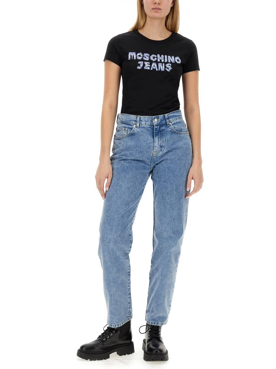 MOSCHINO JEANS PANTALONE BOYFRIEND IN DENIM RICICLATO Shopping Online