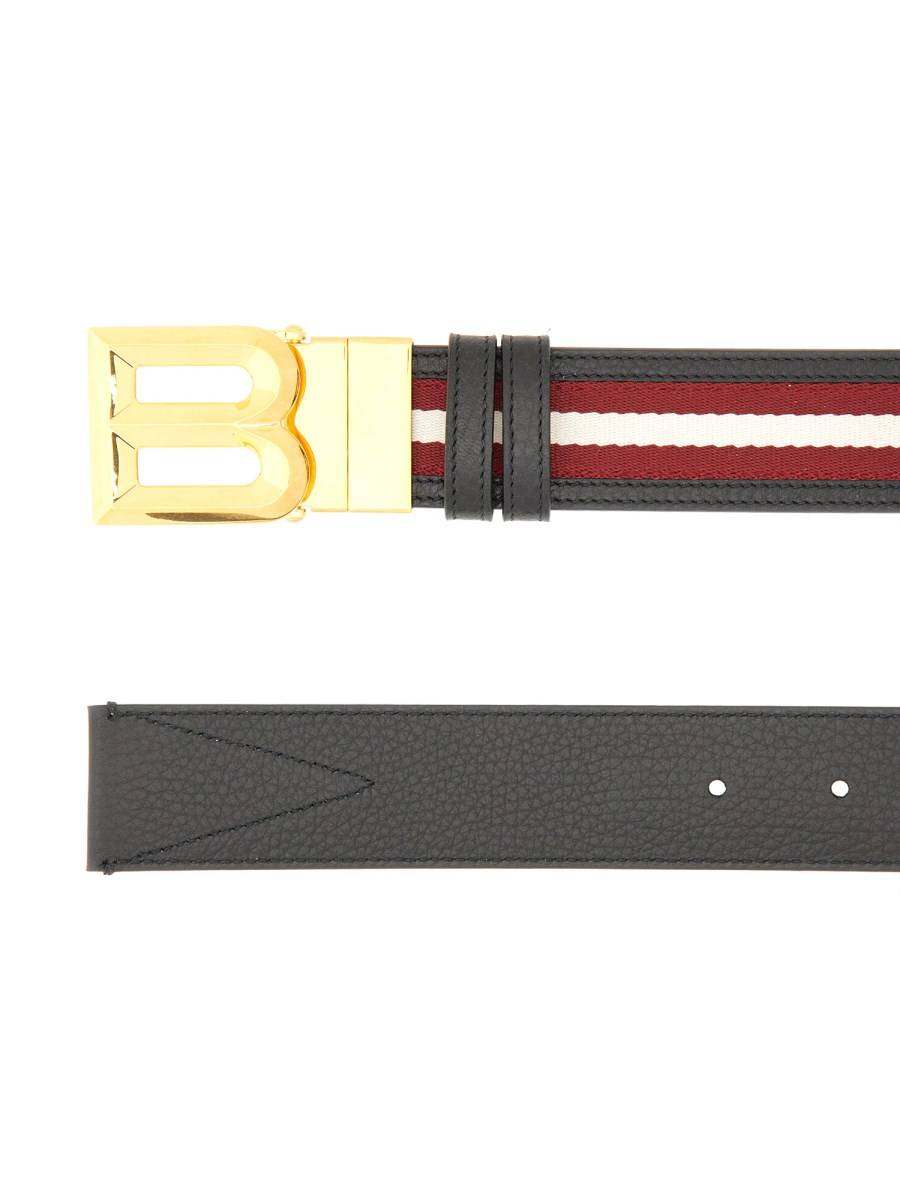 BALLY CINTURA "B BOLD" IN TESSUTO E PELLE Saldi