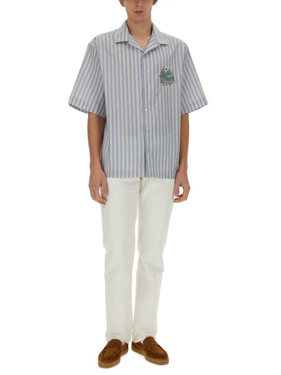 ETRO CAMICIA BOWLING A RIGHE CON LOGO RCAMATO In Linea
