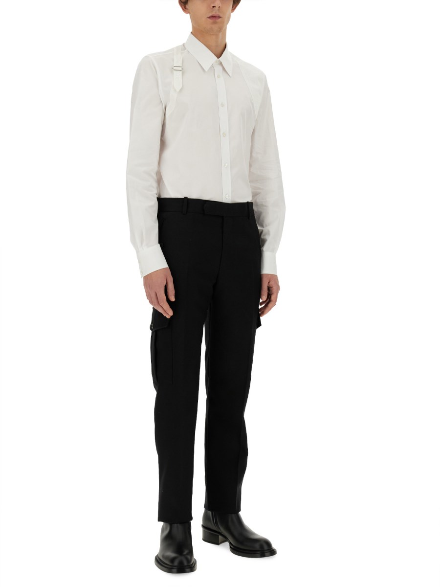 ALEXANDER McQUEEN PANTALONE MILITARY IN LANA Promozione