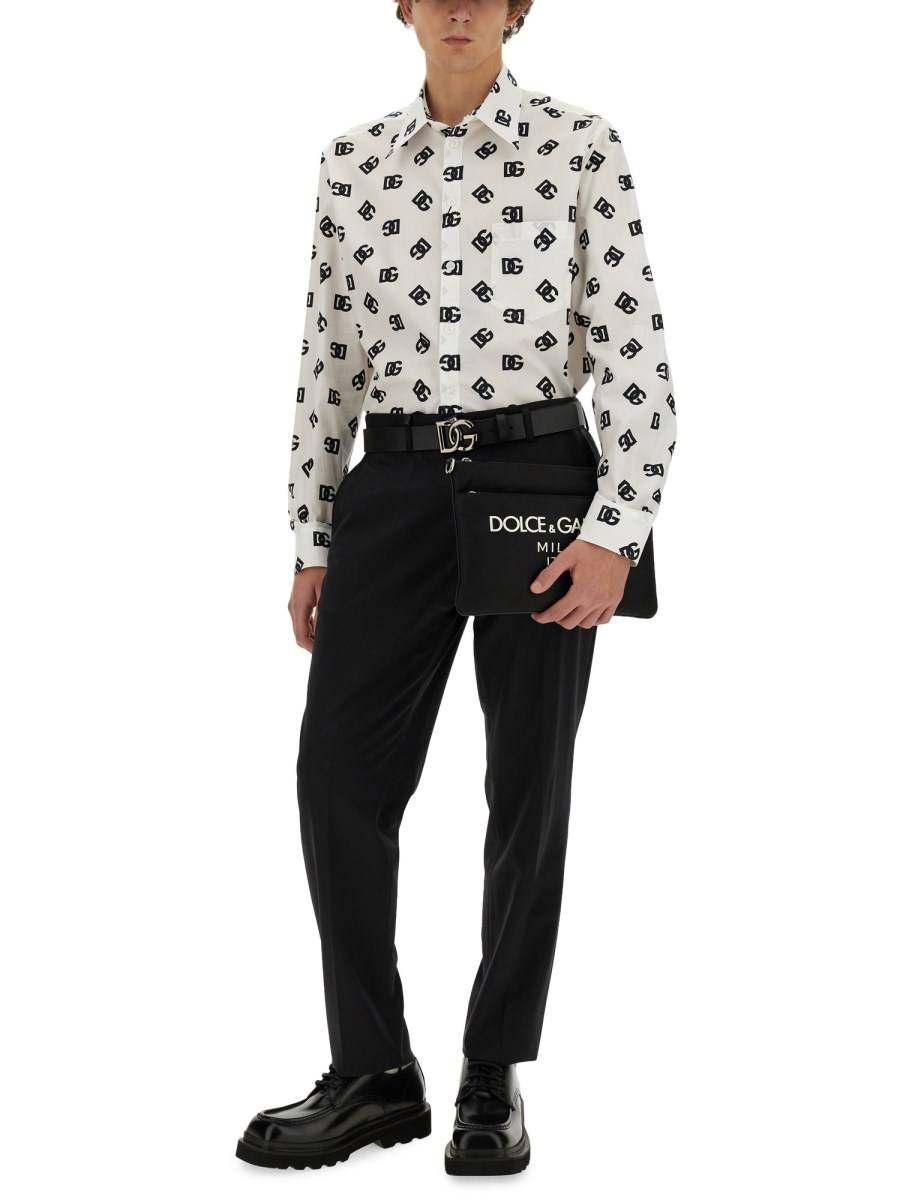 DOLCE & GABBANA CAMICIA CON LOGO DG ALL OVER Consegna Veloce