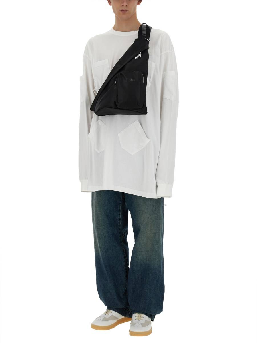 MM6 MAISON MARGIELA T-SHIRT IN JERSEY DI COTONE CON STAMPA LOGO Nuova