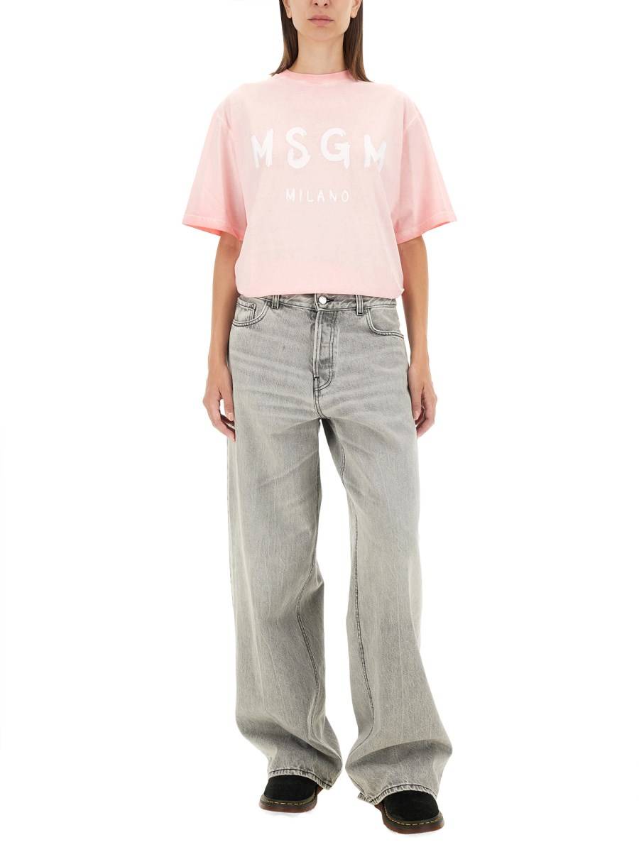 MSGM T-SHIRT IN JERSEY DI COTONE CON STAMPA LOGO Offerta