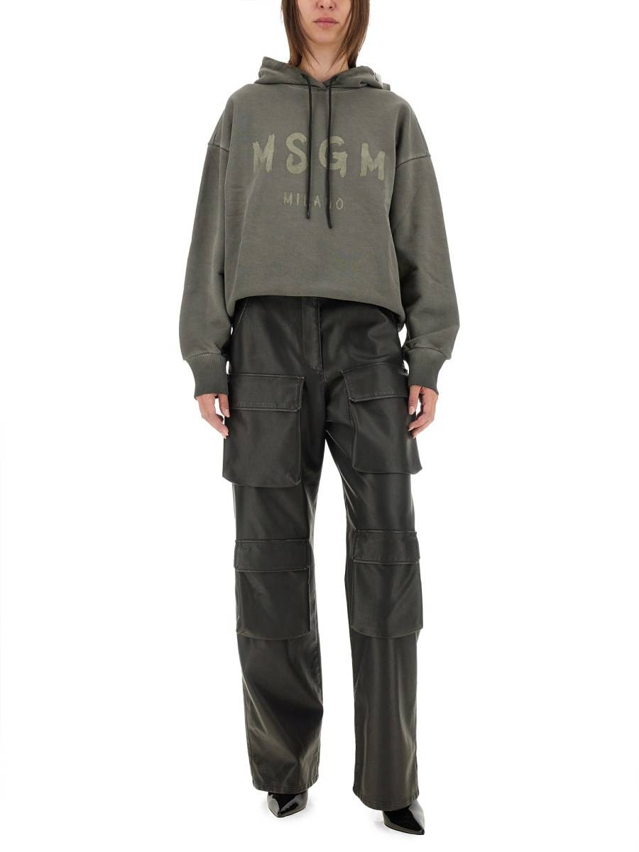 MSGM FELPA IN COTONE CON LOGO In Saldo
