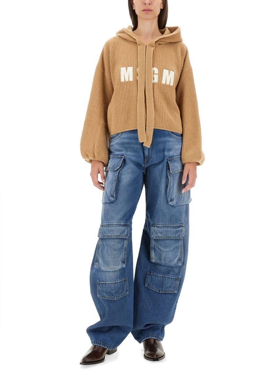 MSGM JEANS CARGO IN DENIM DI COTONE Nuova