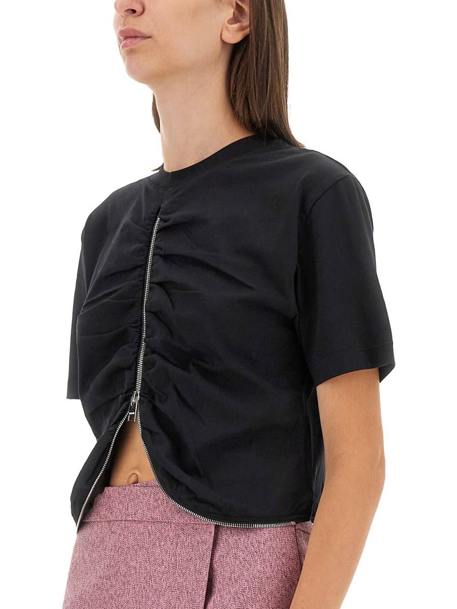MSGM T-SHIRT IN JERSEY DI COTONE CON ZIP Promozione