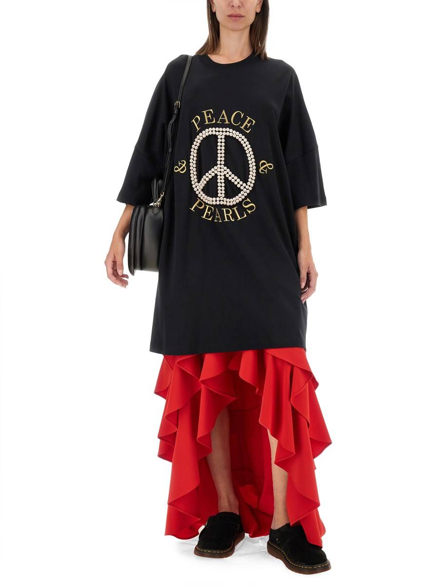MOSCHINO ABITO IN INTERLOCK DI COTONE PEACE & PEARLS Shopping Online