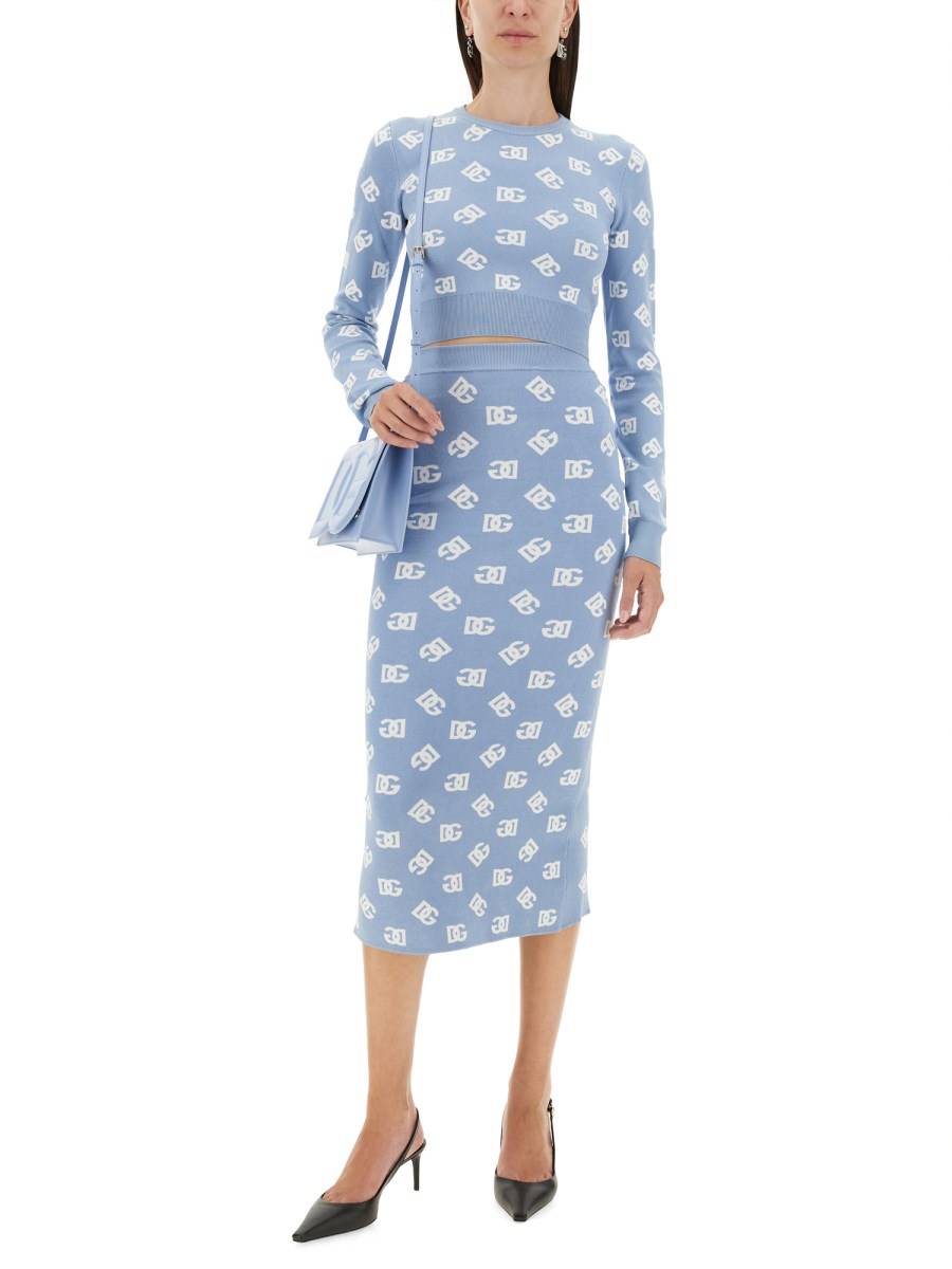 DOLCE & GABBANA GONNA TUBINO IN VISCOSA LOGO JACQUARD Negozi Online
