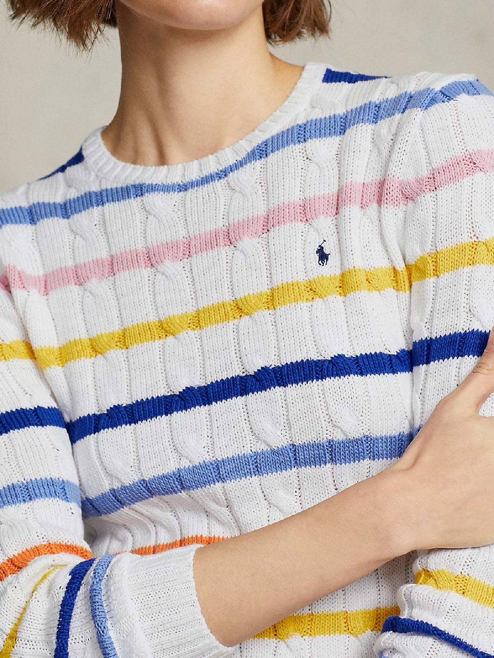 POLO RALPH LAUREN Pullover Donna Treccia a Righe Economico