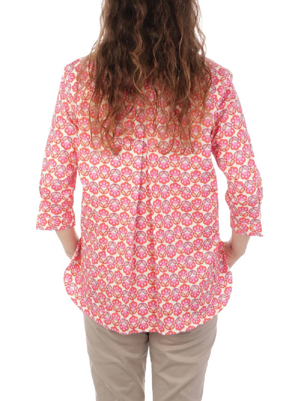 CALIBAN Camicia Donna A Fiori Stretch Presa