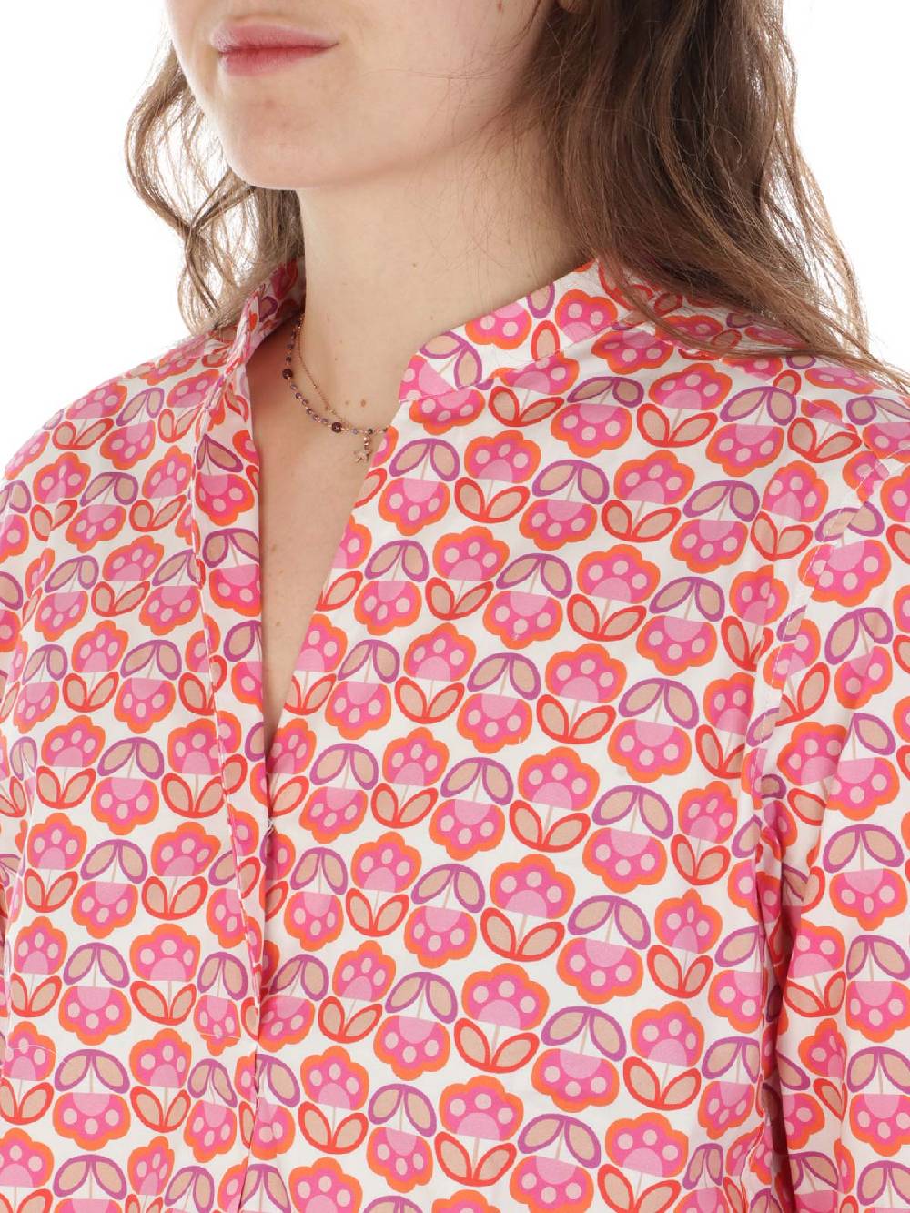 CALIBAN Camicia Donna A Fiori Stretch Presa