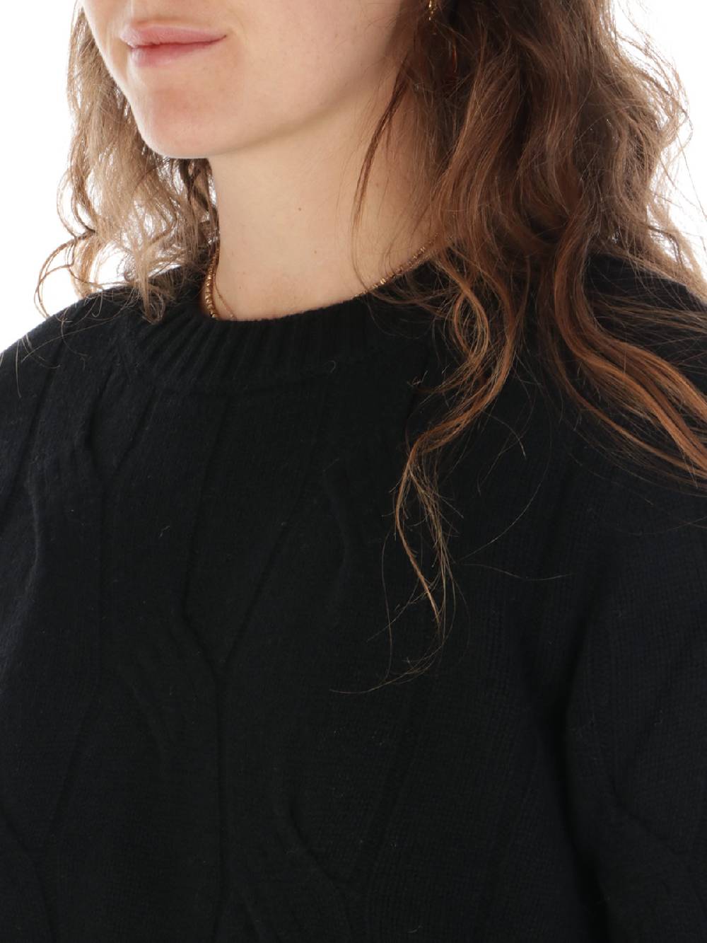 KANGRA Maglia Donna in Lana e Cashmere a Treccia Saldi Di Fabbrica