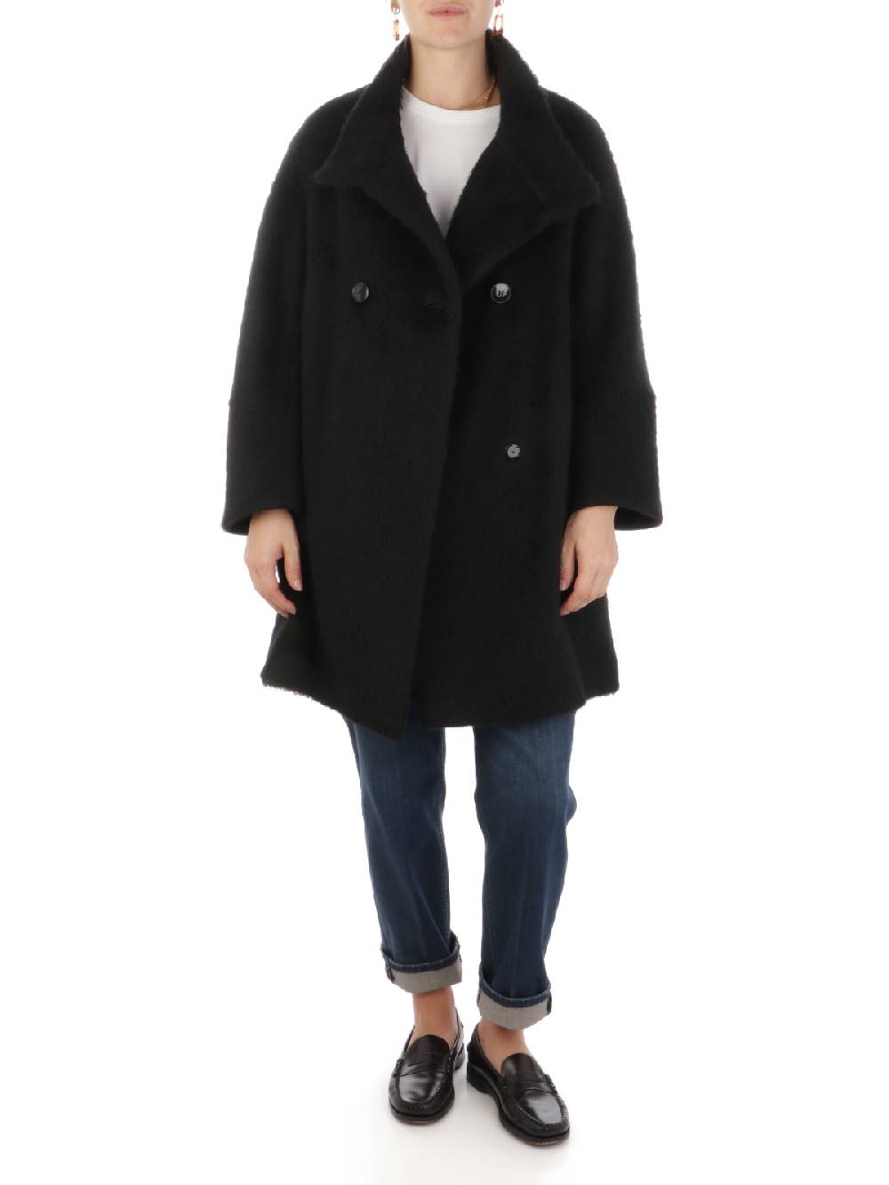 CINZIA ROCCA Cappotto Doppiopetto Donna a Collo Alto Saldi Di Fabbrica