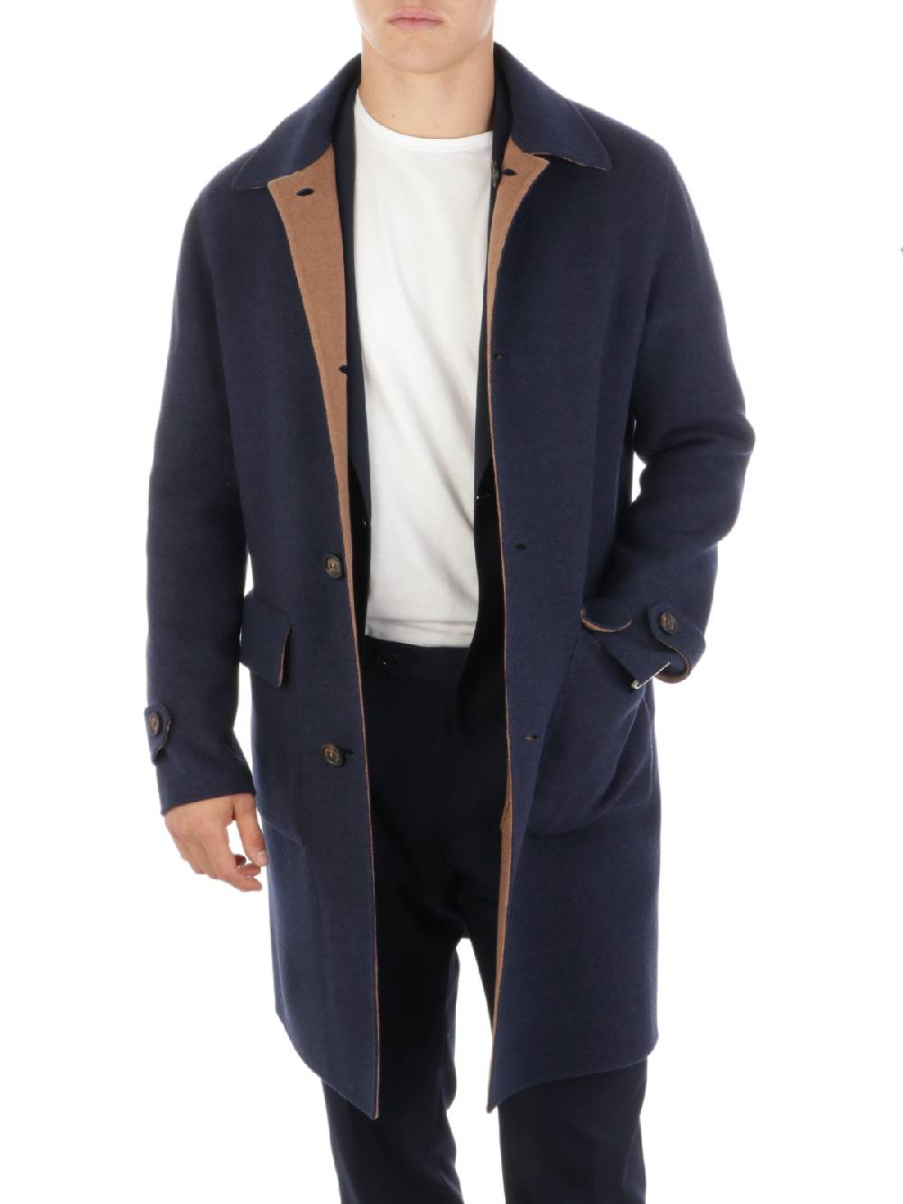ELEVENTY Cappotto Uomo Reversibile in Lana Vergine Nuovo