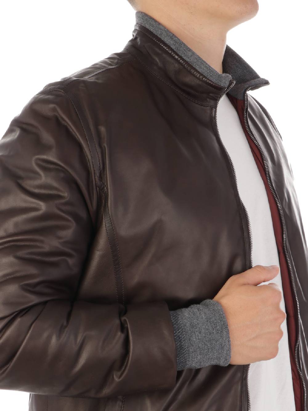 BARBA Giubbotto Uomo Double in Pelle Smaltimento dello stoccaggio