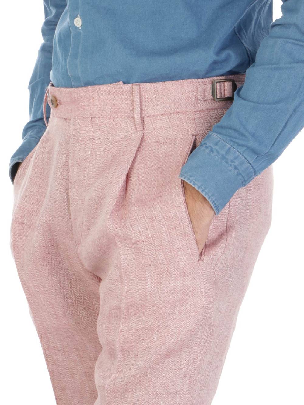 BERWICH Pantalone Uomo Retrolong in Lino Economico
