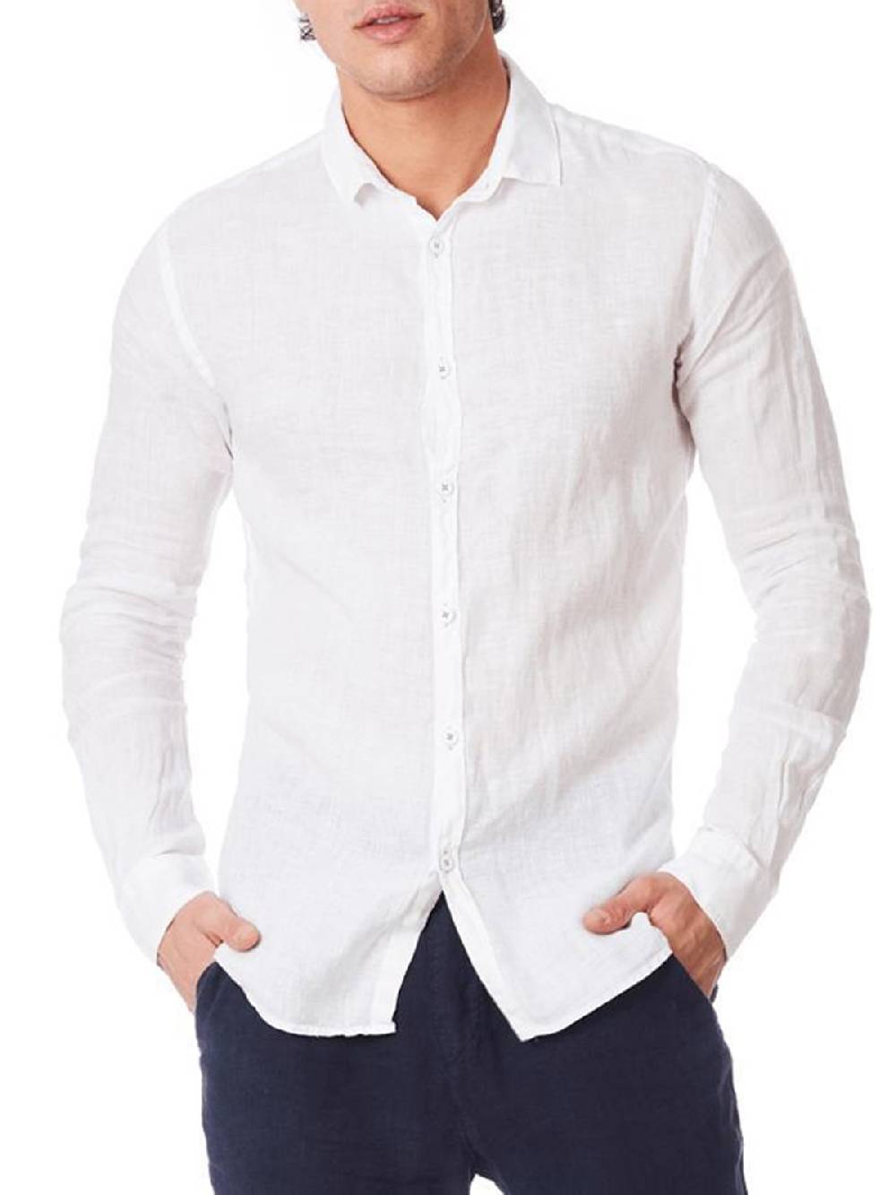 ZEYBRA Camicia Uomo In Lino Smaltimento dello stoccaggio